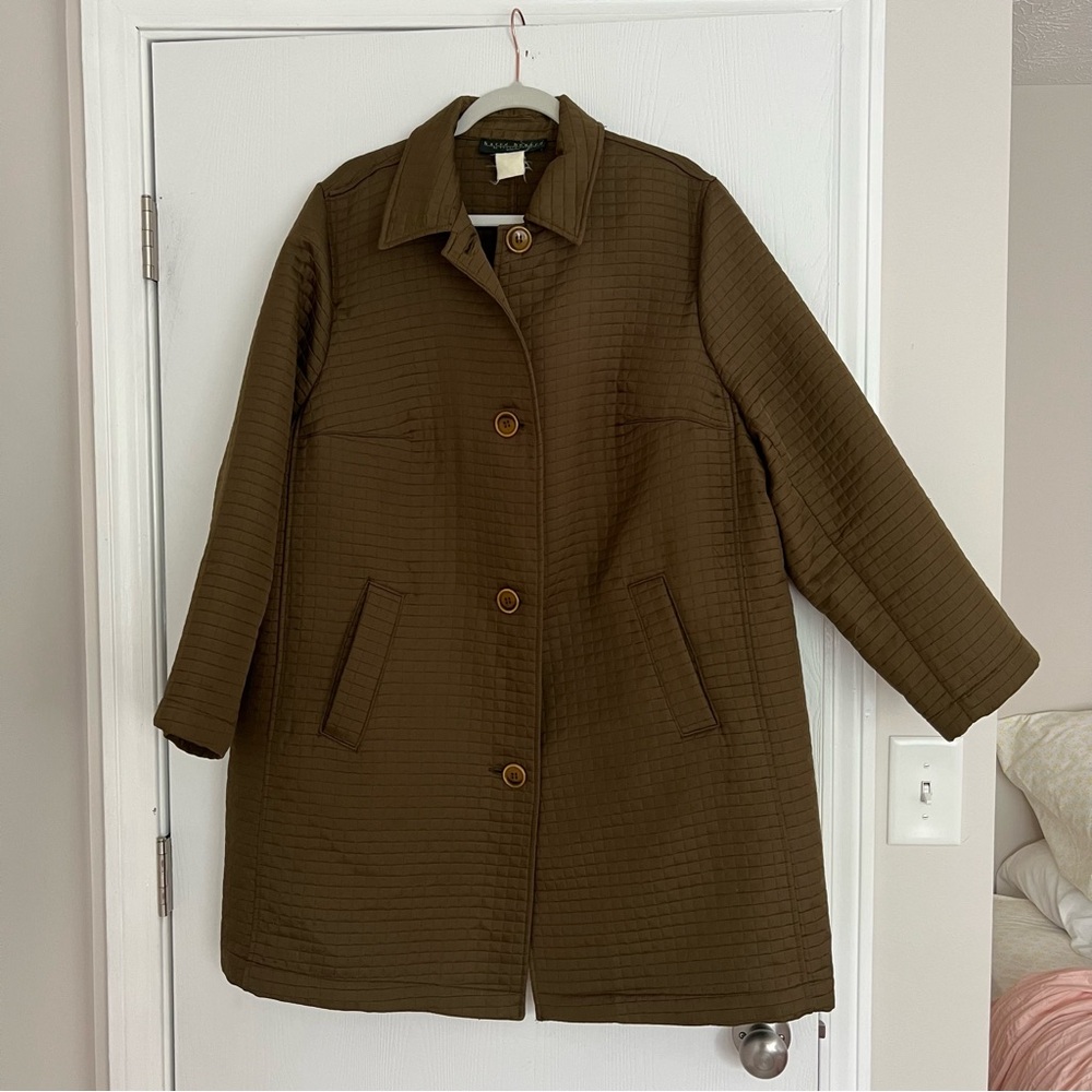 Vintage Harve Benard Olive Quilted Overcoat